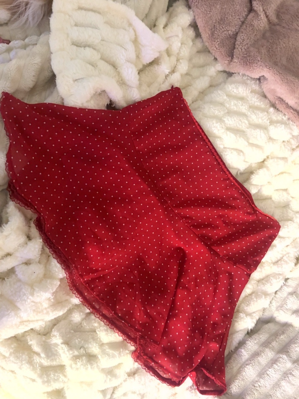 Red Polka Dot Satin Skirt
